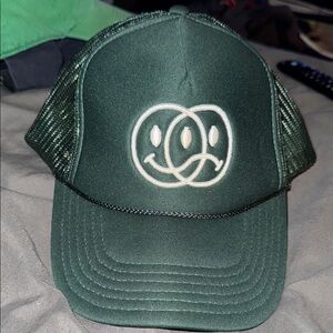 Not always Okay Green Trucker Hat with Smiley Face Design